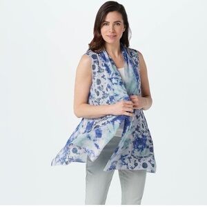 LOGO by Lori Goldstein Woven Lavender Tie Dye Vest w Print Cotton Panel XXS